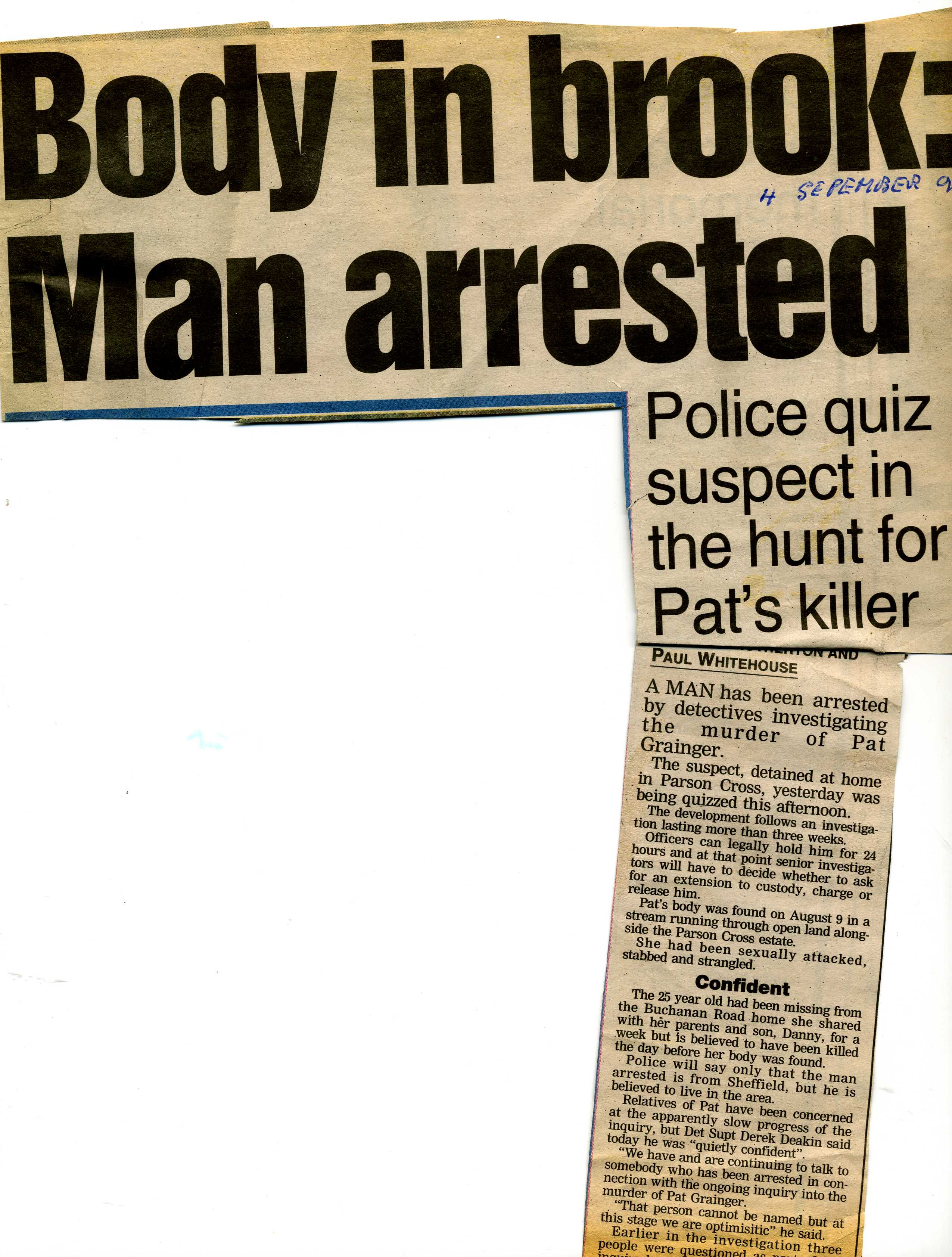 Body in brook Man Arrested