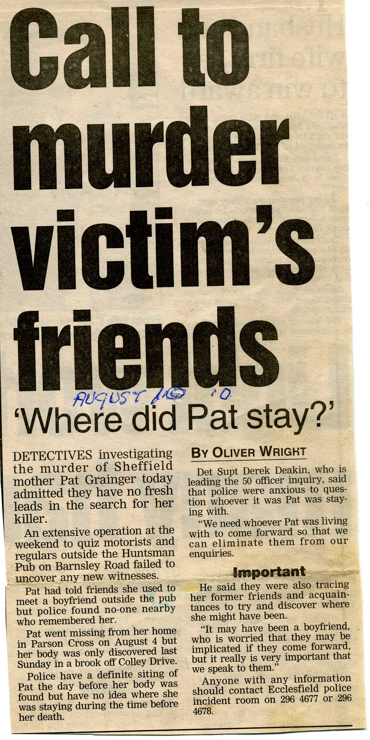 Call to murder victim's friends
