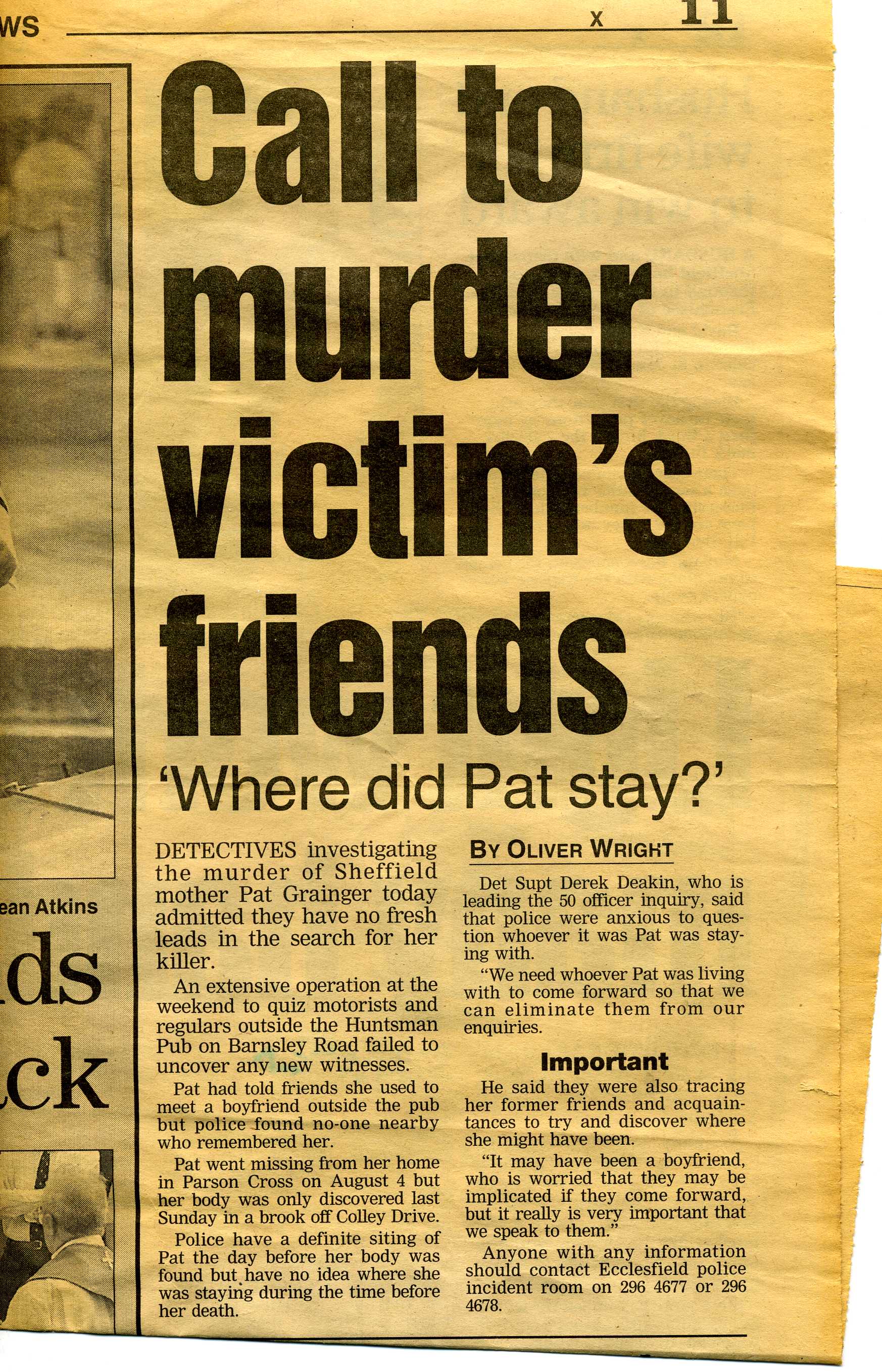 Call to murder victims friends
