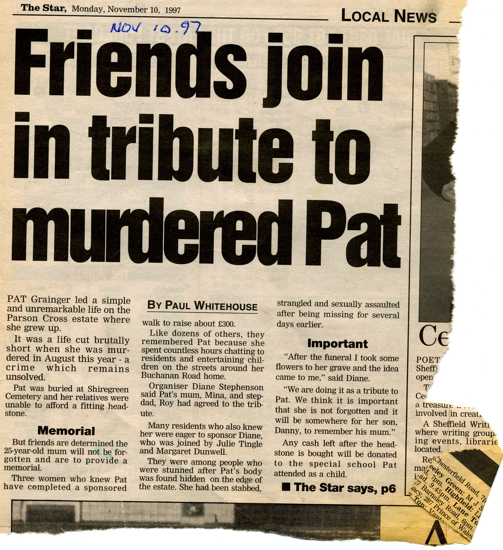 Friends join in tribute to murdered pat