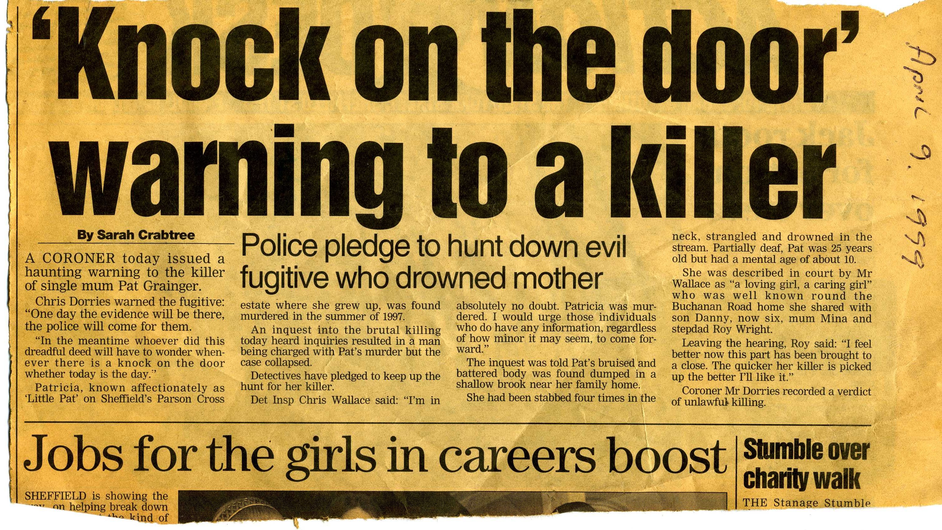 Knock on the door warning to a killer