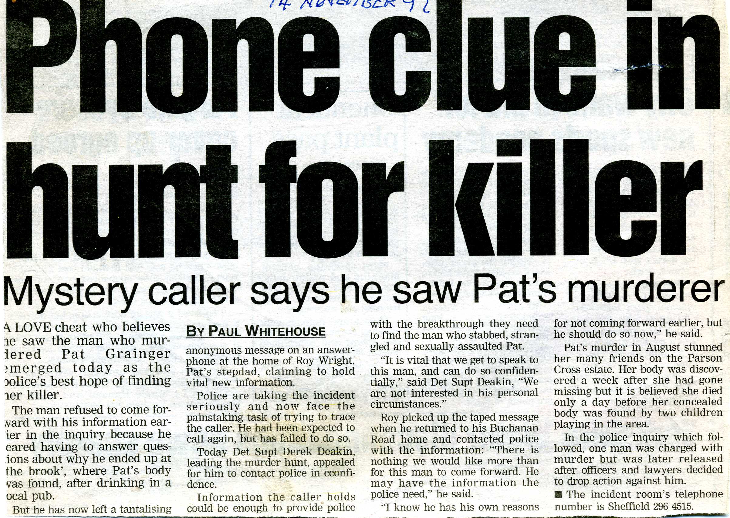 Phone clue in hunt for killer